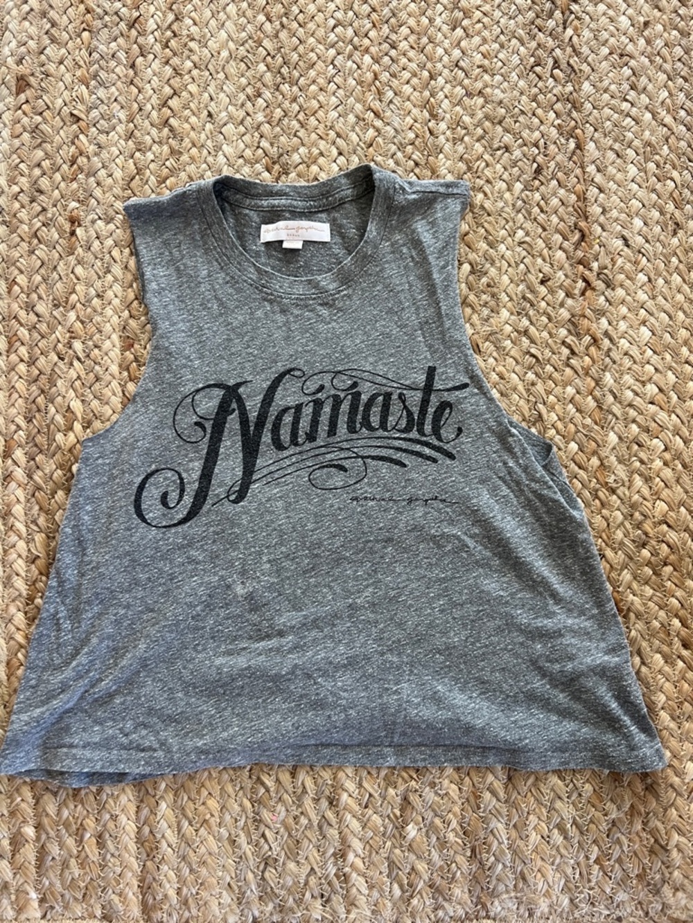 Spiritual Gangster Namaste Graphic Muscle Tank Top - Gray Small EUC